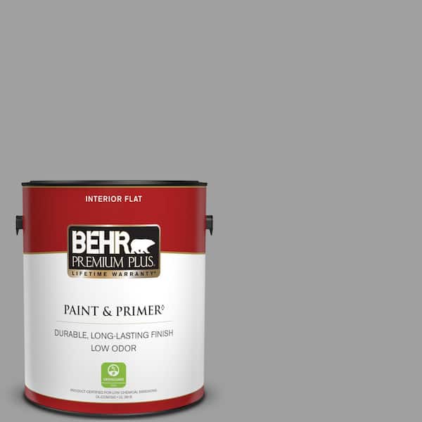 BEHR PREMIUM PLUS 1 gal. #T11-1 Grayve Yard Flat Low Odor Interior Paint & Primer