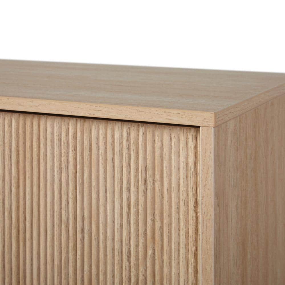 70" Coastal Oak Wood TV Stand with Reeded Doors