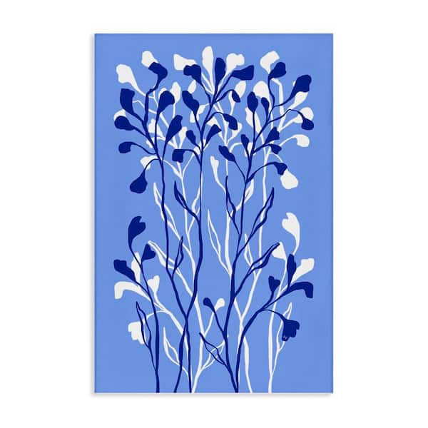 Stupell Industries Blue Intertwining Sprigs by Martina Pavlova Unframed Nature Graphic Art Print 36 in. x 24 in.