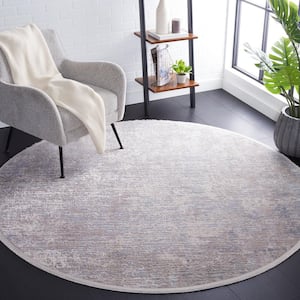 Marmara Gray/Beige/Blue 7 ft. x 7 ft. Round Solid Abstract Area Rug