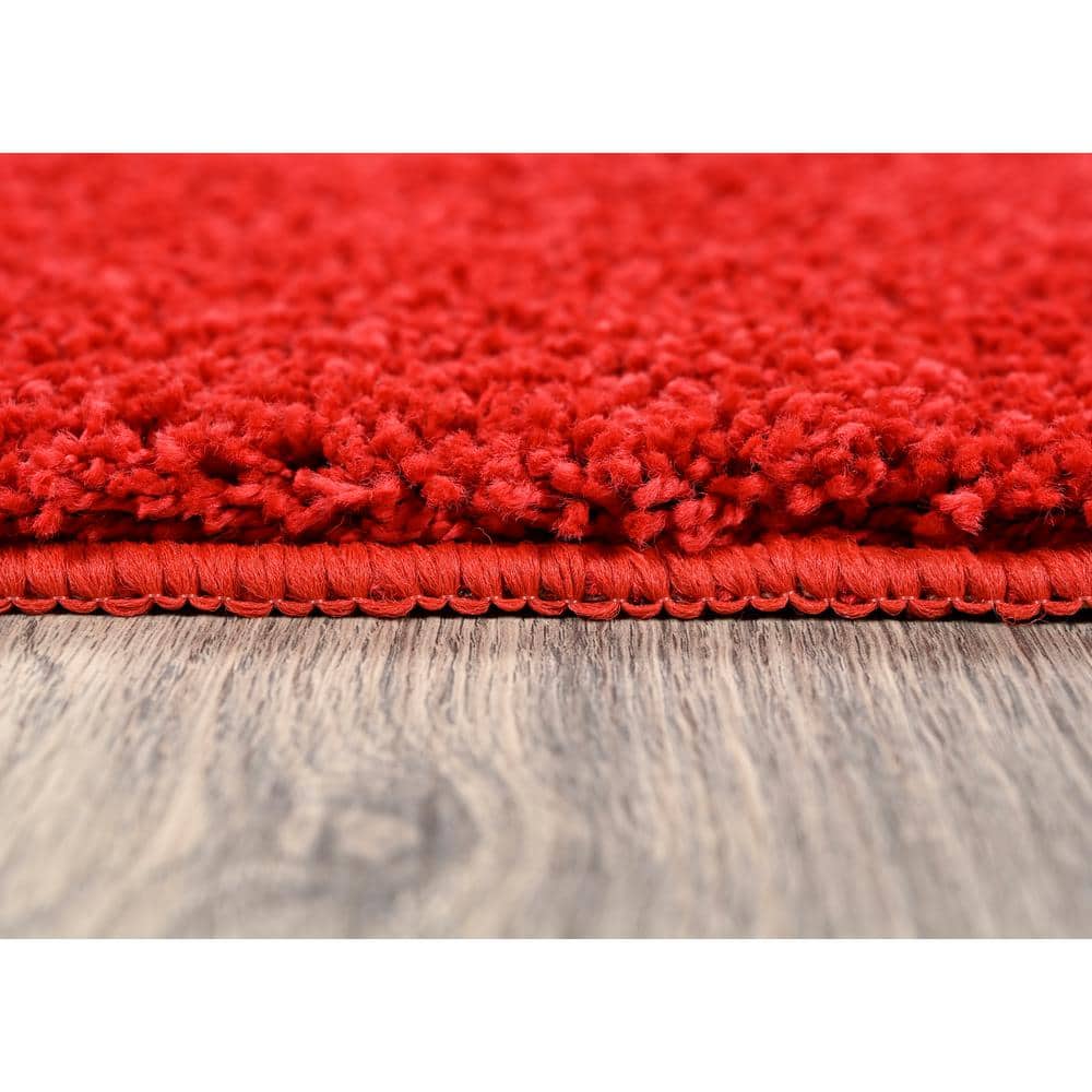Rust Hand-Tufted Synthetic Shag Area Rug 3' x 5'