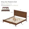 King size platform bed frame with dimensions and mattress recommendation.