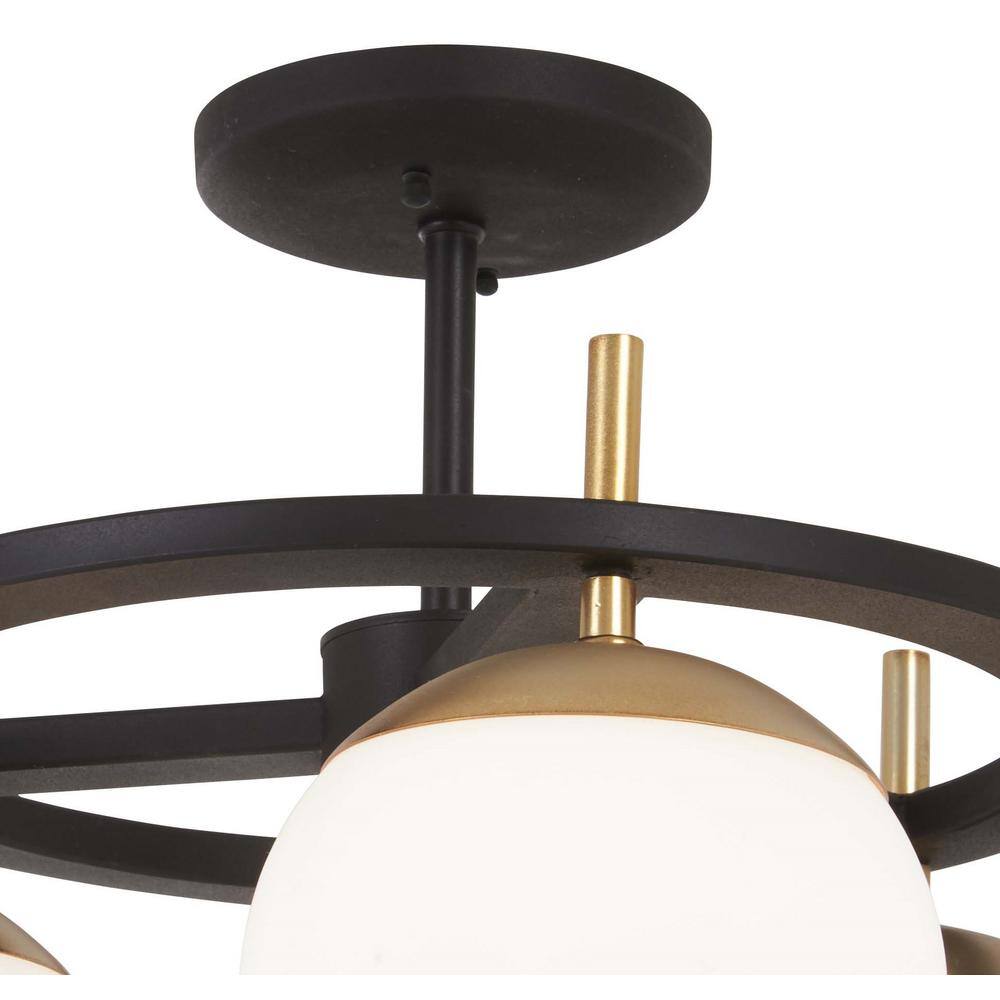 Alluria Weathered Black and Gold Glass Globe Semi Flush Mount