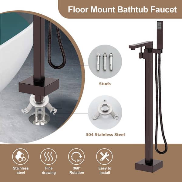 42 7/8 in. Single-Handle Freestanding Tub Faucet with Hand Shower Head in Oil Rubbed Bronze