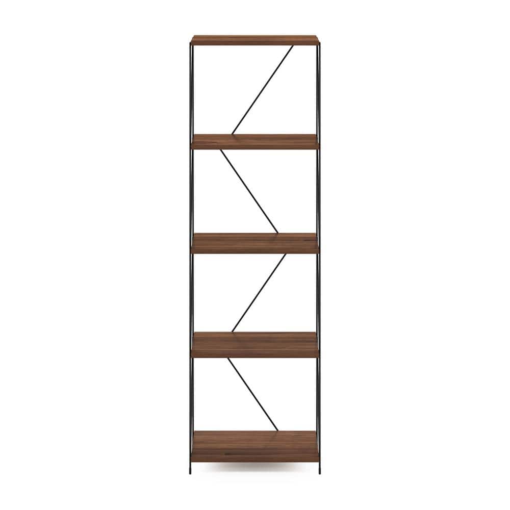 Walnut Cove Narrow 5-Tier Industrial Display Rack with Metal Frame