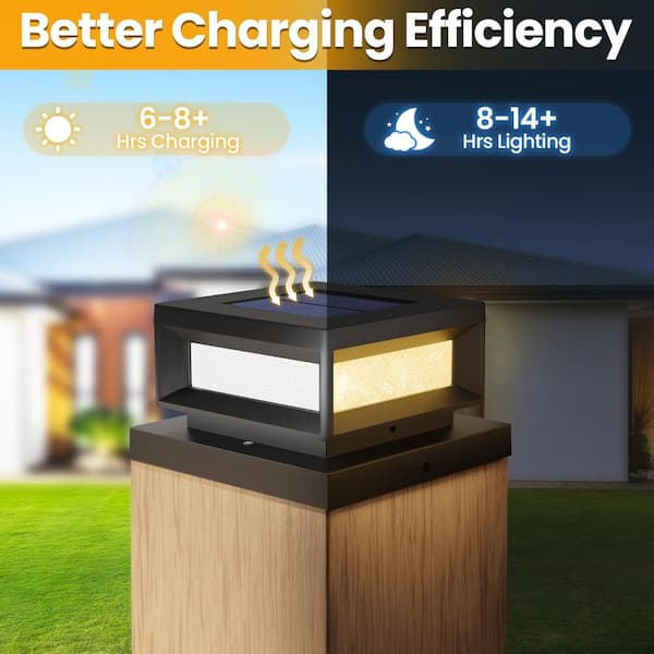 4PCS Solar Post Deck Cap Lights Outdoor Fence Dock 4x4/5x5/6x6 LED Lamp