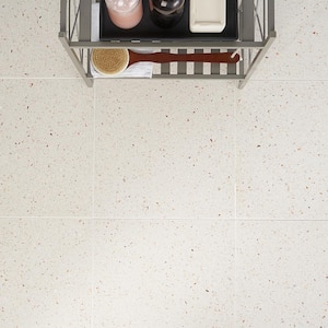 Raleigh Ivory Square 8 in. x 0.8 in. Polished Terrazzo Cement Tile Sample