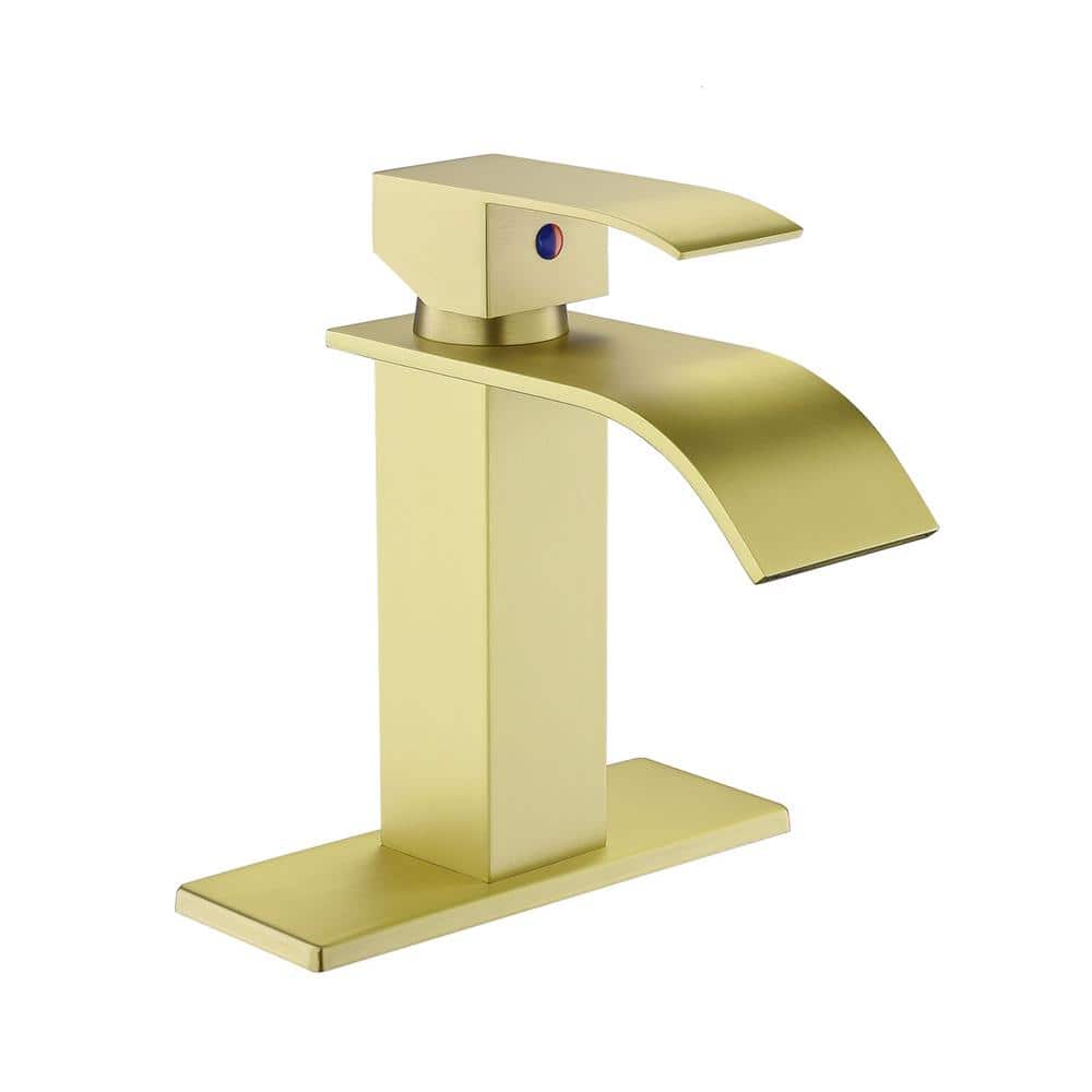 Fapully Waterfall SingleHandle Single Hole Bathroom Faucet with Deck