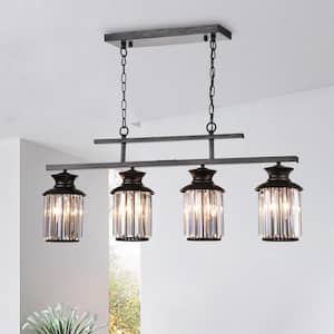 Tuffetto 4-Light Black Brushed Coffee Linear Chandelier for Kitchen Island, Dining Room with no bulbs included