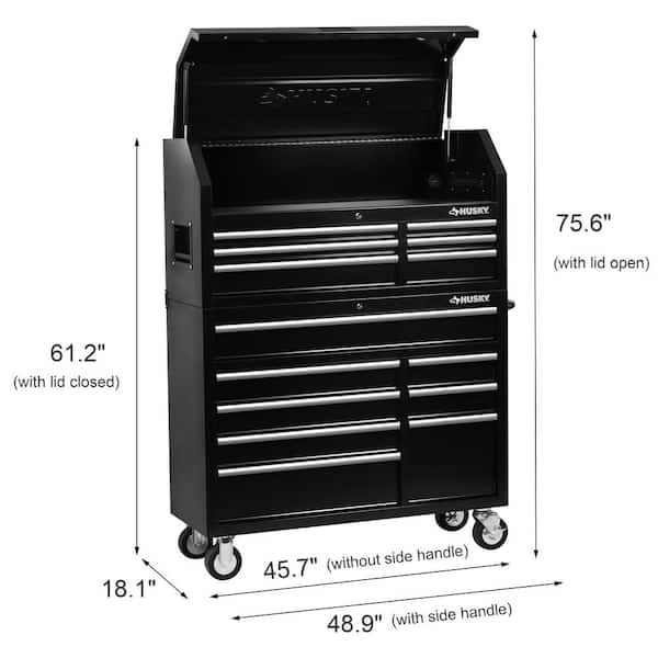 Husky - 46 in. 14-Drawer Tool Chest and Cabinet Combo in Black