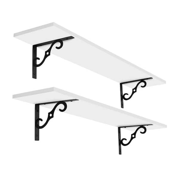 Unbranded 31.5 in. W x 7.9 in. D White Large Decorative Wall Shelf Set of 2