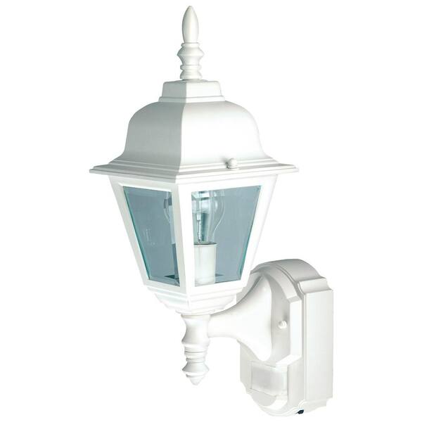 Heath Zenith White Farmhouse Motion Sensor Outdoor 1-Light Wall Sconce
