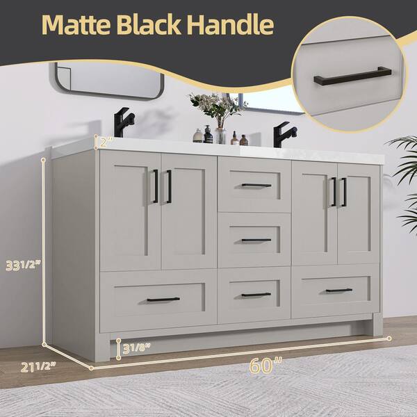 NTQ 60 in. W x 22 in. D x 36 in. H Bathroom Vanity Double Sink