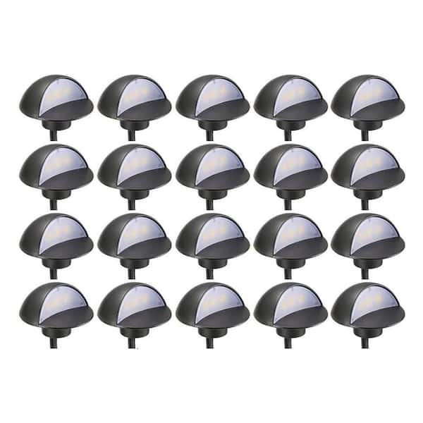 20-Pack Low Voltage Zinc Alloy LED Deck Lights Kit Recessed Outdoor Waterproof Warm White Lighting