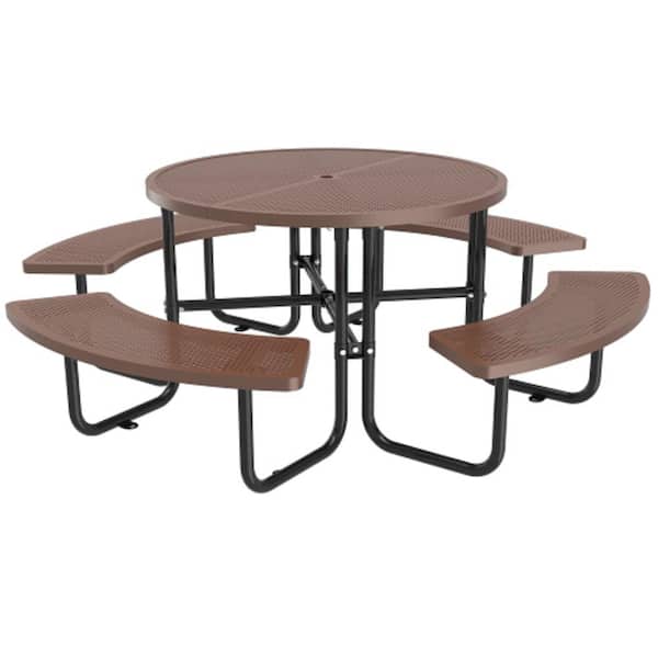ITOPFOX Brown Round Metal 20.08 in. Outdoor Coffee Table