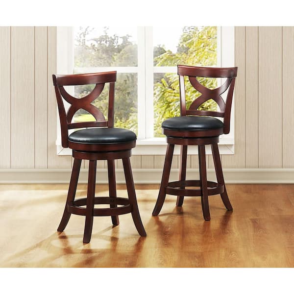 HomeSullivan Brown Cherry X-Back Swivel High Back Stool