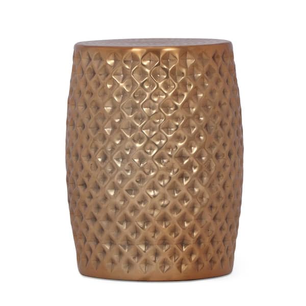 Noble House Kinzie 12 in. Brass Round Metal End Table
