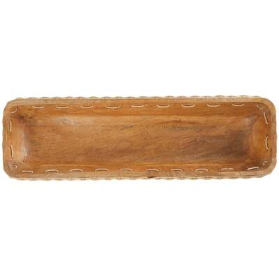 Seasonal Abode Inc Finnegan Brown Wood Bead Tray 45222 - The Home Depot