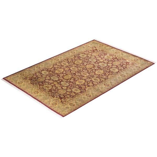 Mogul One-of-a Kind Traditional Purple 4 ft. 7 in. x 6 ft. 10 in. Oriental Area Rug