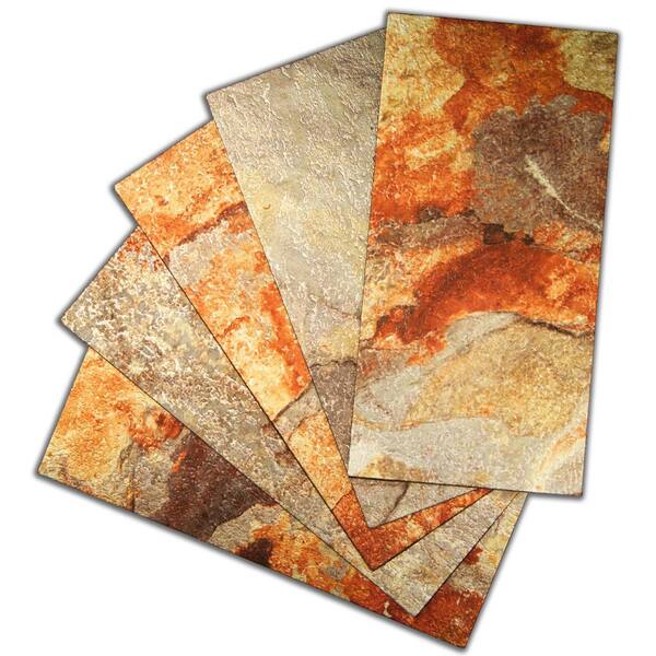 Yipscazo Subway Collection Red Brick Rock 8 in. x 4 in. PVC Peel and Stick Tile (4.5 sq. ft./20-Sheets)