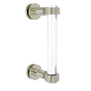 Clearview 8 in. Single Side Shower Door Pull with Groovy Accents in Polished Nickel