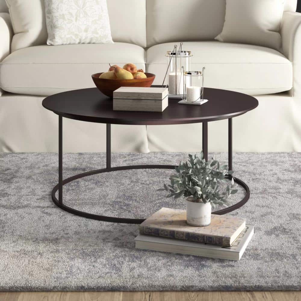 Robertson Transitional Round Black Metal Coffee Table
