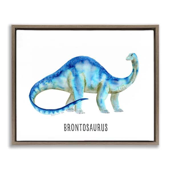 Brontosaurus Dinosaur Learning by Brett Blumenthal Brown Floater Frame Animal Graphic Art Print 17 in. x 21 in.
