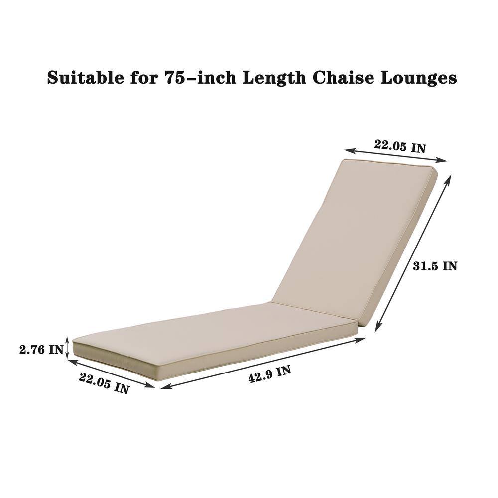 Beige Polyester Outdoor Chaise Lounge Cushion Set