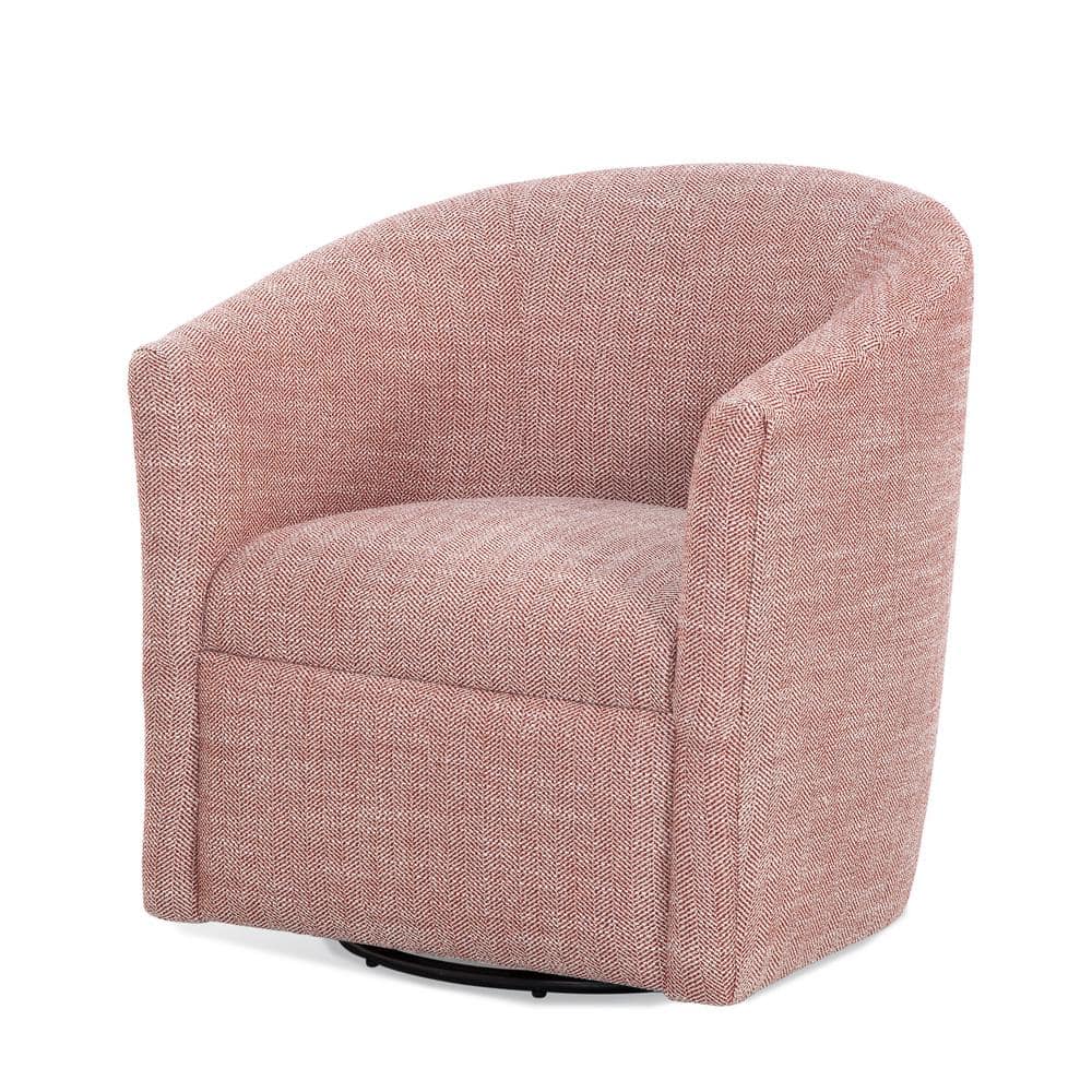 Lynton Transitional Barrel Swivel Accent Chair in Henna