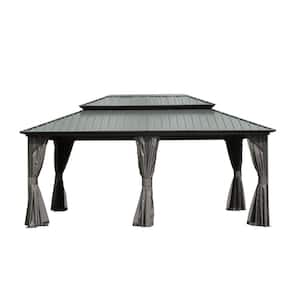 PARASOLAR 12 ft. x 18 ft. Hardtop Gazebo, Aluminum Metal Gazebo with ...