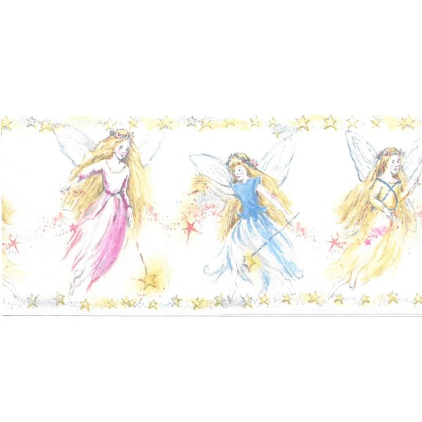Dundee Deco Falkirk Brin Winged Fairies Beige, Pink, Blue Wallpaper Border