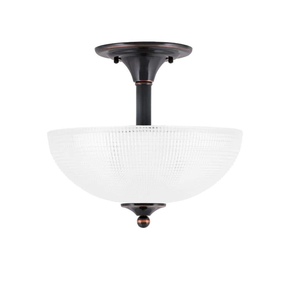 Bristol 16 in. 2-Light Nickel Transitional Semi-Flush Mount with 13 in. Cle