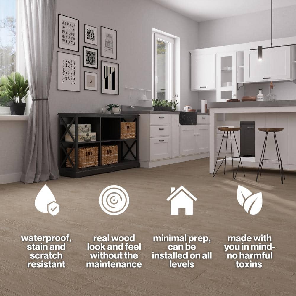 Light Brown Matte Vinyl Wide Plank Flooring