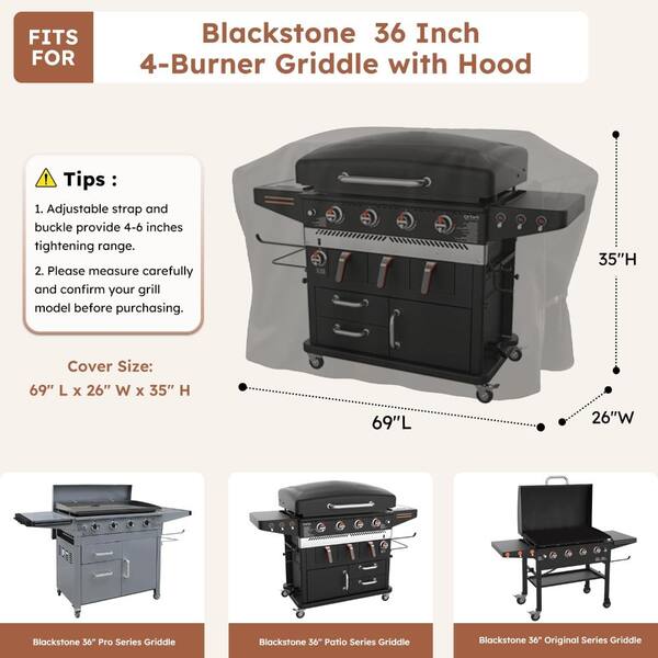 80 in. L x 38 in. W x 35 in. H Waterproof Outdoor Patio Furniture Cover