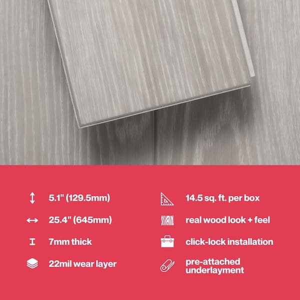 Lucida USA (Sample) Decocore Peak Shine Gray Wood Look 22-mil Interlocking Luxury Vinyl Plank