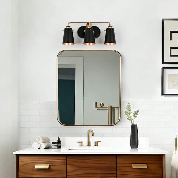 Sunny☆ Zevni Modern Transitional 22.5 in. 3-Light Flat Black Wall Sconce