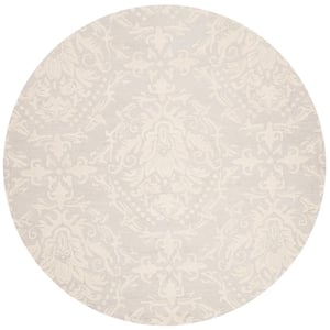 Blossom Light Gray/Ivory 4 ft. x 4 ft. Geometric Diamond Floral Round Area Rug