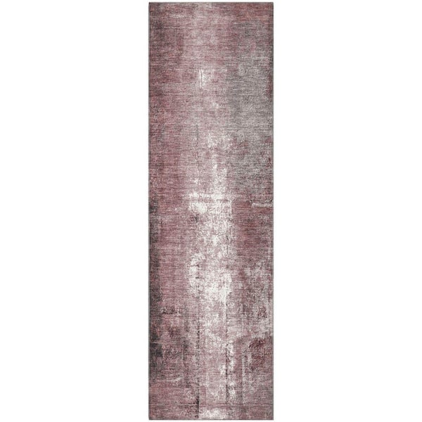 Mayfield Premium Machine Washable Abstract AMF1980 Blush 2 ft. x 7 ft. Runner Rug