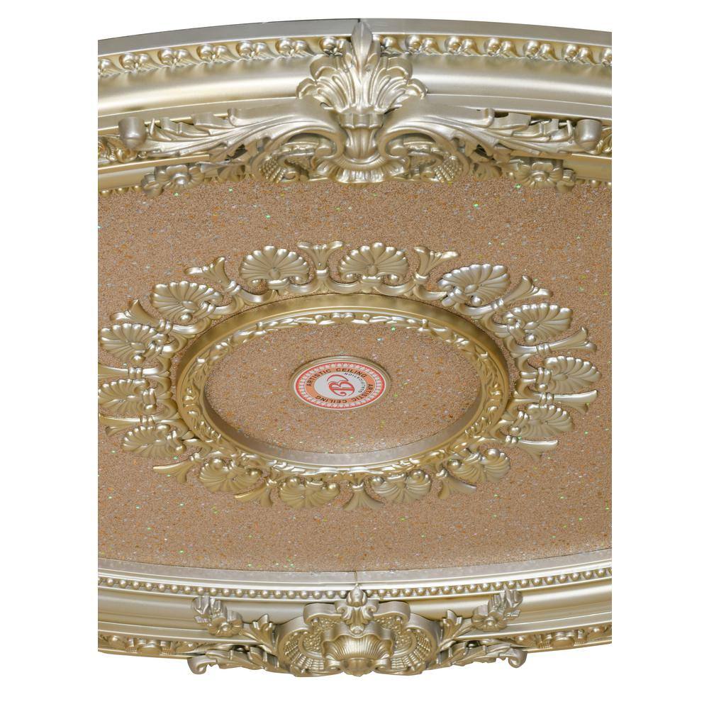 Rose Gold Oval Ceiling Medallion with Floral Pattern