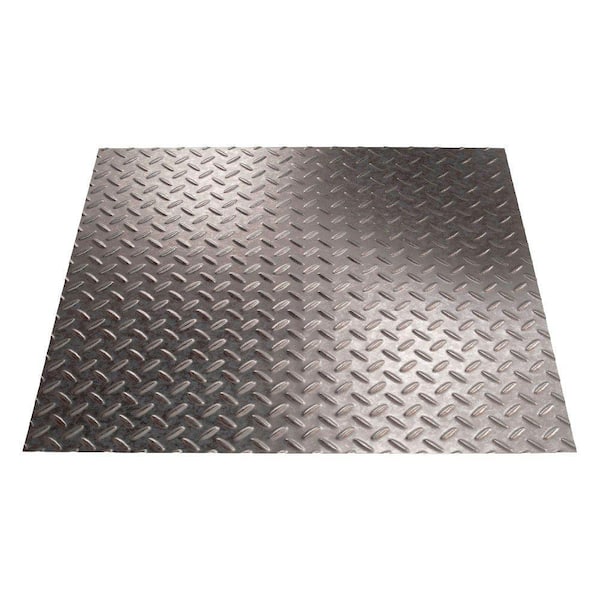 Fasade Diamond Plate 96 in. x 48 in. Galvanized Steel Vinyl Decorative Wall Panel