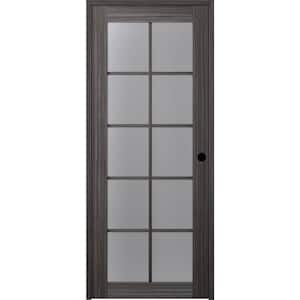 Paola 28 in. x 80 in. Left-Handed 10-Lite Frosted Glass Solid Core Gray Oak Wood Single Prehung Interior Door