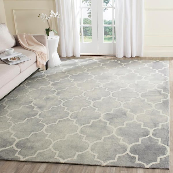 Dip Dye Gray/Ivory 10 ft. x 14 ft. Distressed Trellis Area Rug