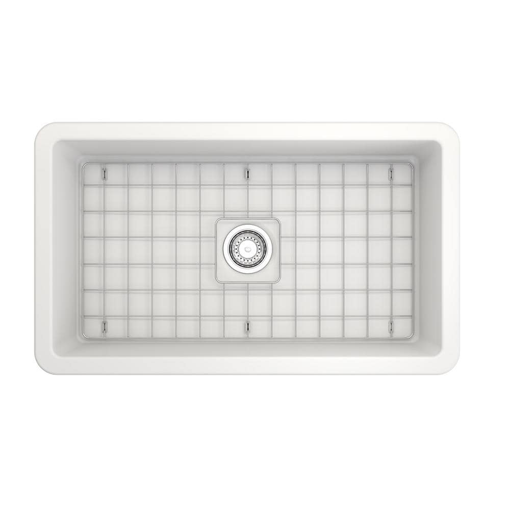 Matte White Fireclay Farmhouse Drop-In Single Bowl Sink