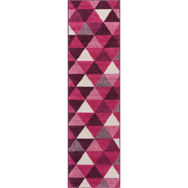 Well Woven Mystic Alvin Purple 2 ft. x 7 ft. Modern Geometric Triangles Runner Rug MC672 The