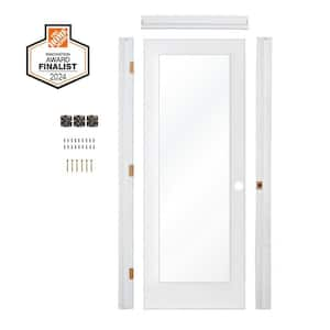 DIY RTA Kit 36 in. x 80 in. 1-Lite Left-Hand Clear Glass Solid Core MDF Primed Single Ready To Assemble Interior Door