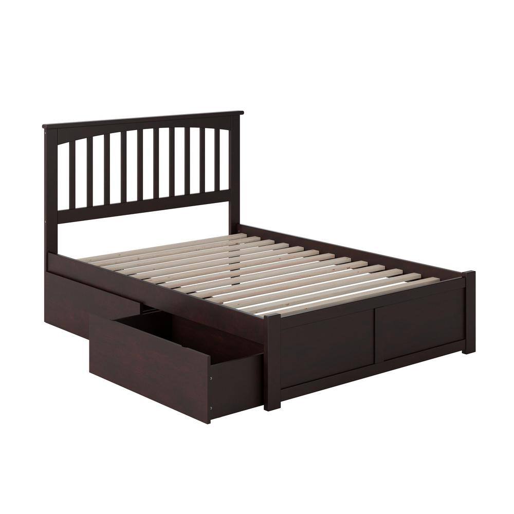 Mission Full Dark Wood Bed with Storage Drawers