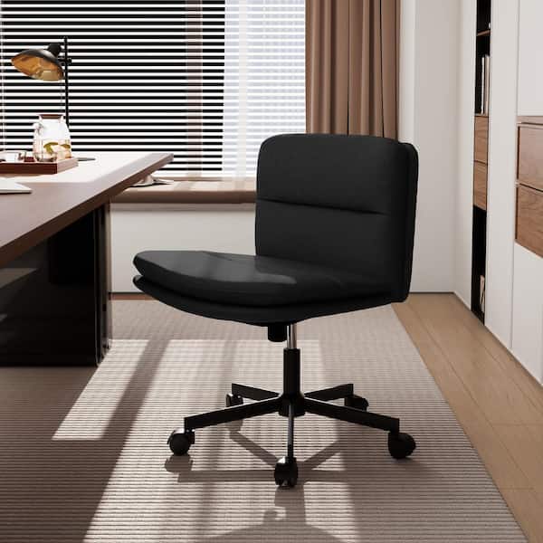JEAREY Contemporary Black Task Chair Office Swivel Ergonomic Upholstered Chair with Enlarged Seat Width