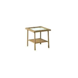 Palmaro Tan Square Glass/Steel Outdoor Side Table