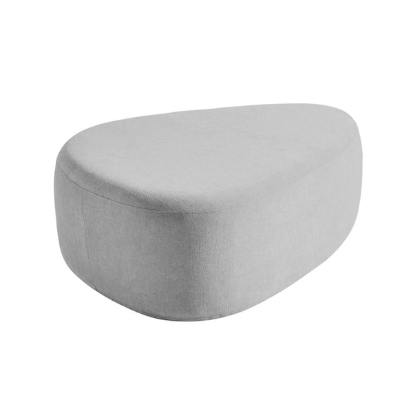 Uixe 44 in. Wide Modern Light Gray Cheese Block Design Cotton Home Triangle Cocktail Ottoman(Set of 1)