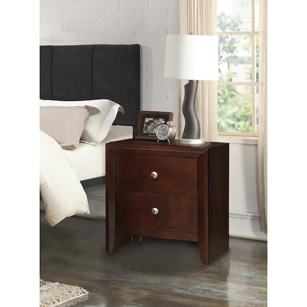 SIMPLE RELAX Kali 2-Drawer 24 in. H x 22 in. W x 16 in. D Brown Nightstand